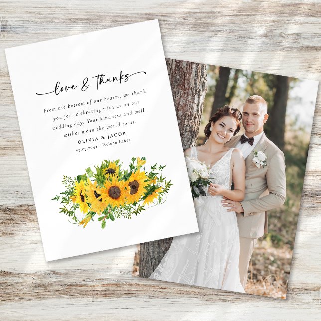 Sunflower Photo Wedding Thank You Card (Creator Uploaded)