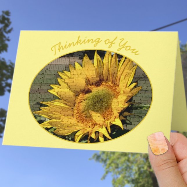 Sunflower Photo Word Typography Thinking of You Card (Creator Uploaded)