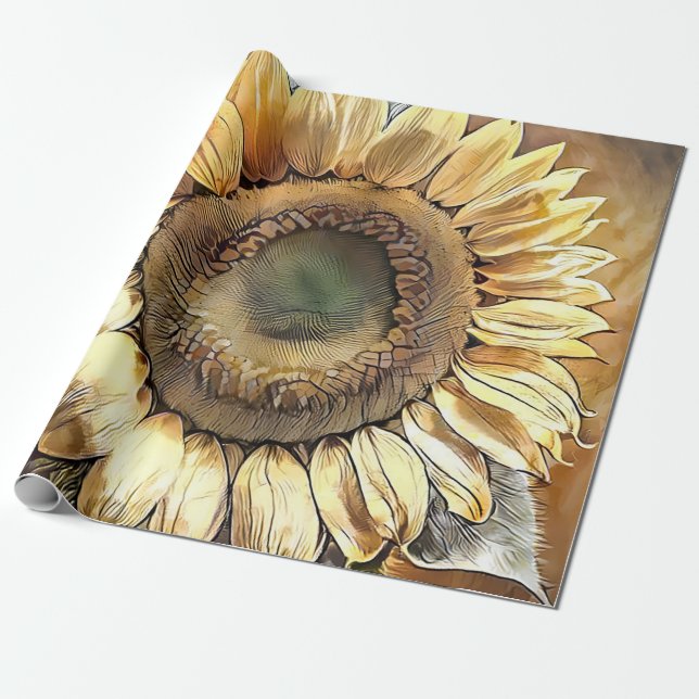 Sunflower Picture Modern Art Collection Wrapping Paper (Unrolled)