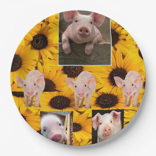 Sunflower Pigs Paper Plates (Front)
