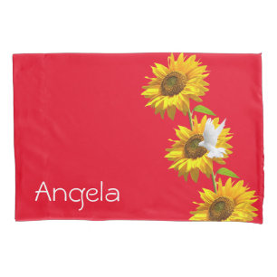 Sunflower Pillow Case, Floral Dove Pillowcase
