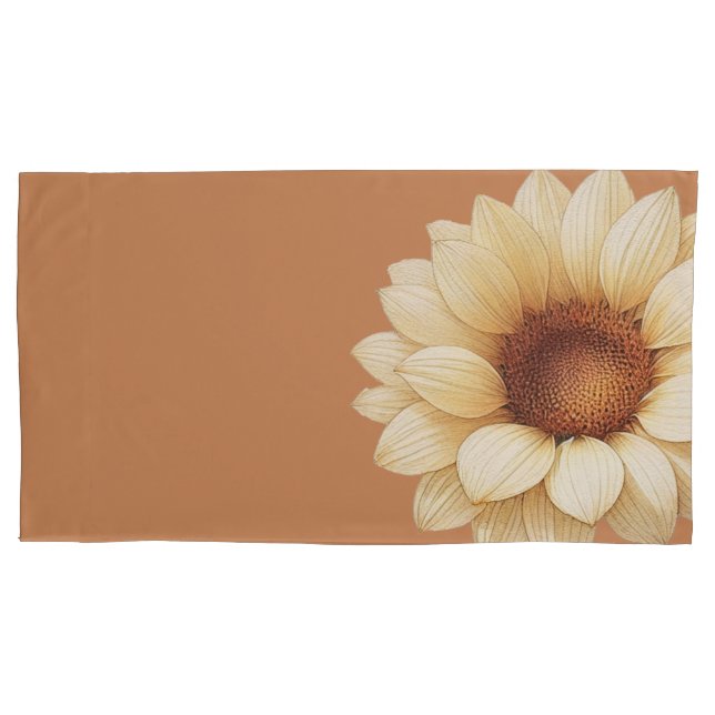 Sunflower Pillowcase in Terra Cotta (Front)