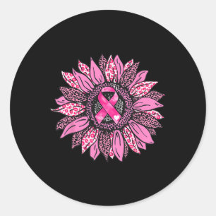 Sunflower Pink Breast Cancer Awareness Women Girls Classic Round Sticker