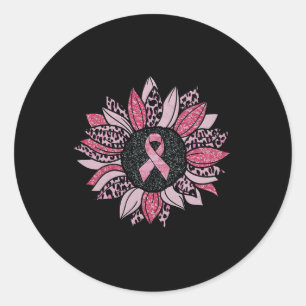 Sunflower Pink Breast Cancer Awareness Women Warri Classic Round Sticker