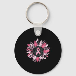 Sunflower Pink Breast Cancer Awareness Women Warri Key Ring