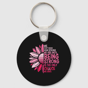 Sunflower Pink Breast Cancer Awareness Women Warri Key Ring