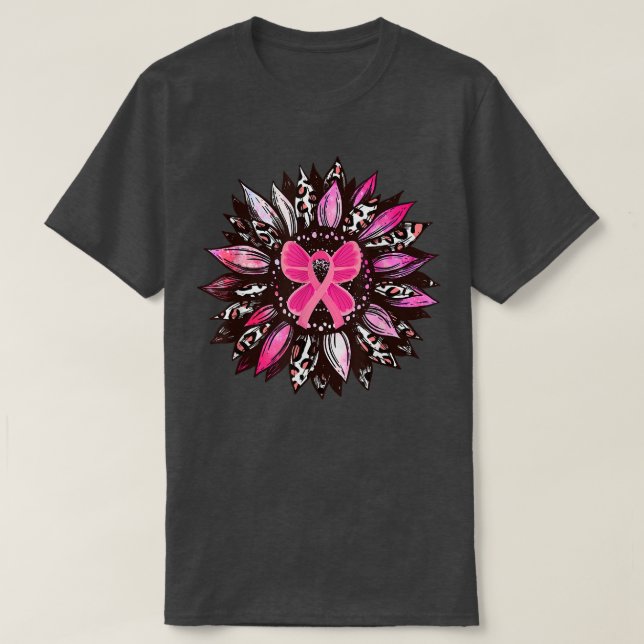 Sunflower Pink Breast Cancer Awareness Women Warri T-Shirt (Design Front)