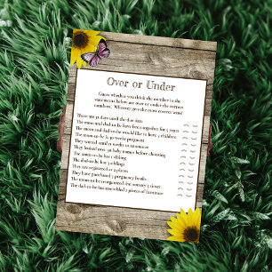 Sunflower Pink Butterfly Over or Under Baby Shower Invitation