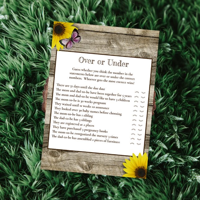 Sunflower Pink Butterfly Over or Under Baby Shower Invitation (Creator Uploaded)