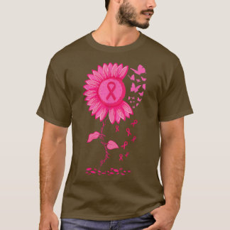 Sunflower Pink Ribbon Breast Cancer Awareness Warr T-Shirt