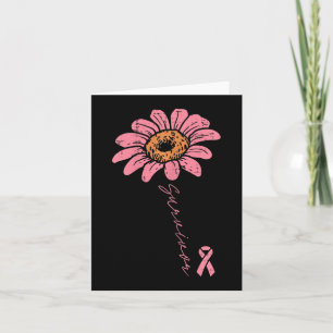 Sunflower Pink Ribbon Breast Cancer Survivor Aware Card