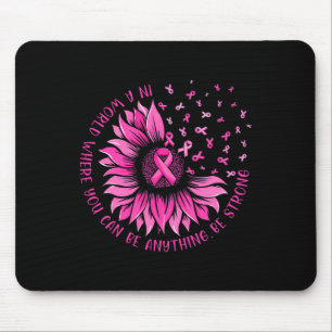 Sunflower Pink Ribbon Butterfly Breast Cancer Awar Mouse Pad