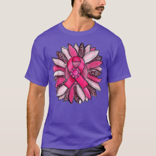 Sunflower Pink Ribbon Pink Breast Cancer Awareness T-Shirt