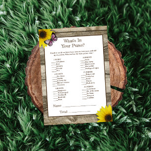 Sunflower Pink What's In Your Purse Baby Shower Invitation