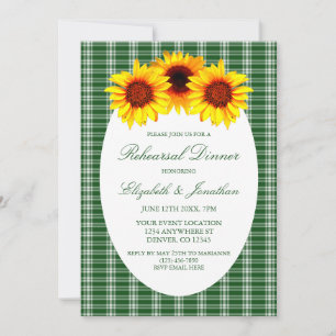 Sunflower Plaid Rehearsal Dinner Invitation