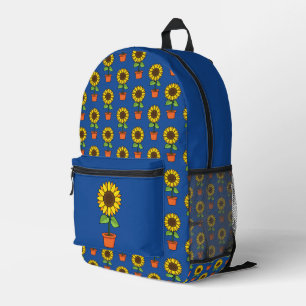 Sunflower Plant in a Pot Pattern Printed Backpack