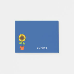 Sunflower Plant in a Pot Personalise Post-it Notes