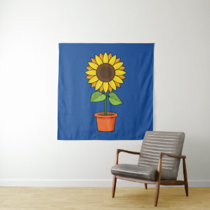 Sunflower Plant in a Pot Tapestry