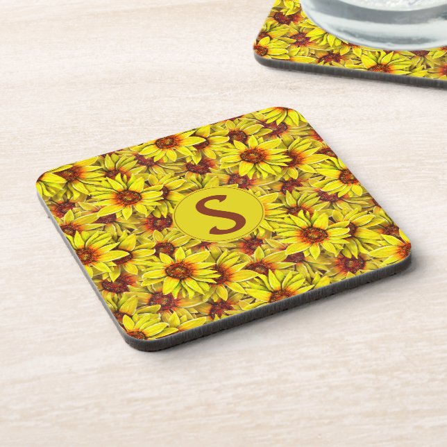 Sunflower Plastic Coaster (Left Side)
