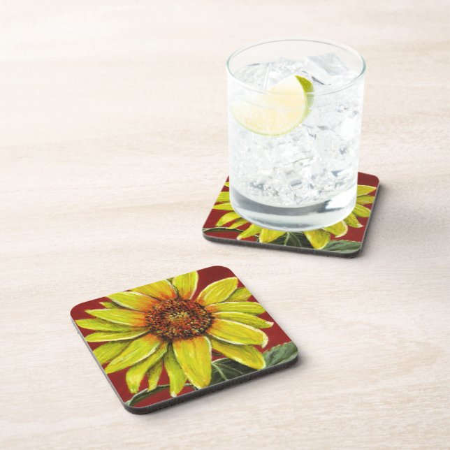 Sunflower Plastic Coasters (Right Side)