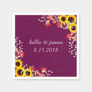 Sunflower Plum Fall Custom Paper Napkins