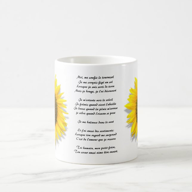 Sunflower poem, heart inside /Mug size 11oz Coffee Mug (Center)
