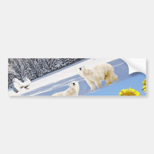 Sunflower Polar Bear Bumper Sticker