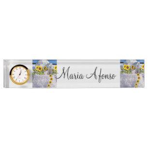 Sunflower Polar Bear Desk Nameplate