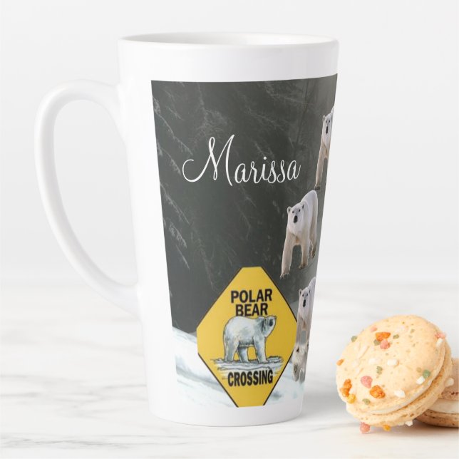 Sunflower Polar Bear Floral  Latte Mug (In Situ)