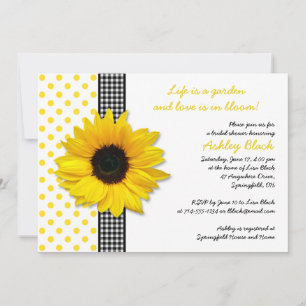 Sunflower Polka Dot Gingham Bridal Shower Invite