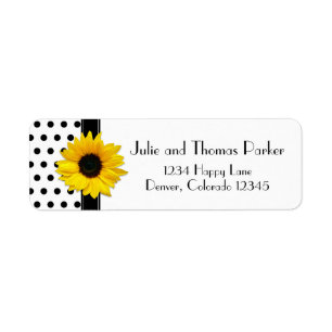 Sunflower Polka Dot Wedding Return Address Label