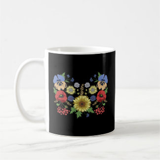 Sunflower Poppies Viburnum Floral Ukrainian Vyshyv Coffee Mug