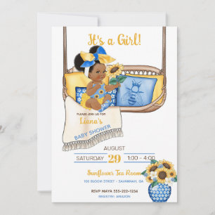 Sunflower Porch Swing Yellow Blue Sunflower Bee Invitation