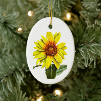 Sunflower Positive Encouragement Ceramic Ornament