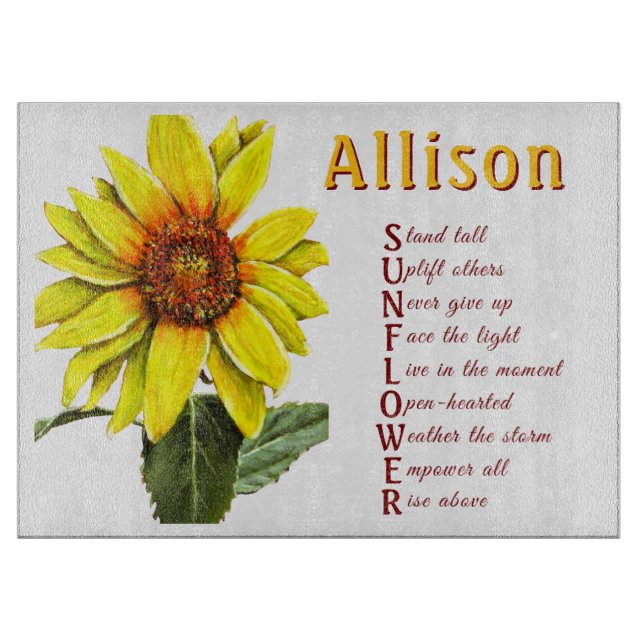 Sunflower Positive Encouragement Cutting Board (Front)