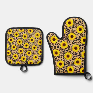 Sunflower Pot holder  Oven Mitt & Pot Holder Set
