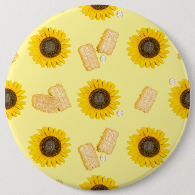 sunflower power 6 cm round badge (Front)
