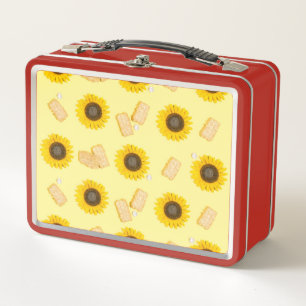 sunflower power metal lunch box