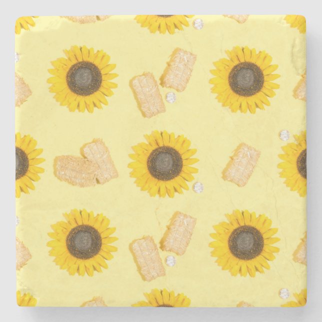 sunflower power stone coaster (Front)