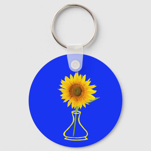 Sunflower Power Sunflower and Vase Key Ring (Front)