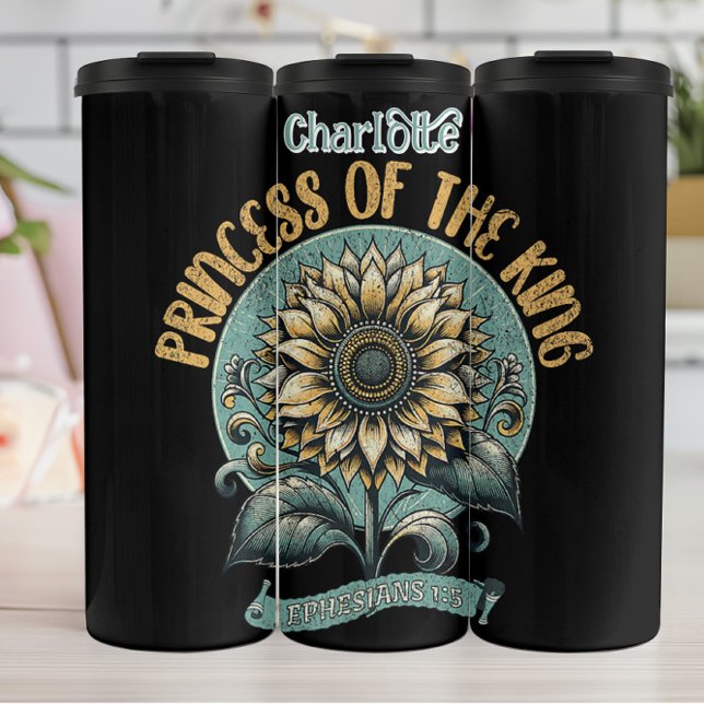 Sunflower Princess of the King Graphic Thermal Tumbler (Creator Uploaded)