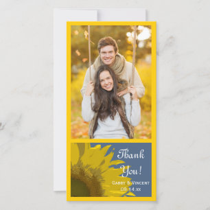 Sunflower Print Wedding Thank You Photo Card