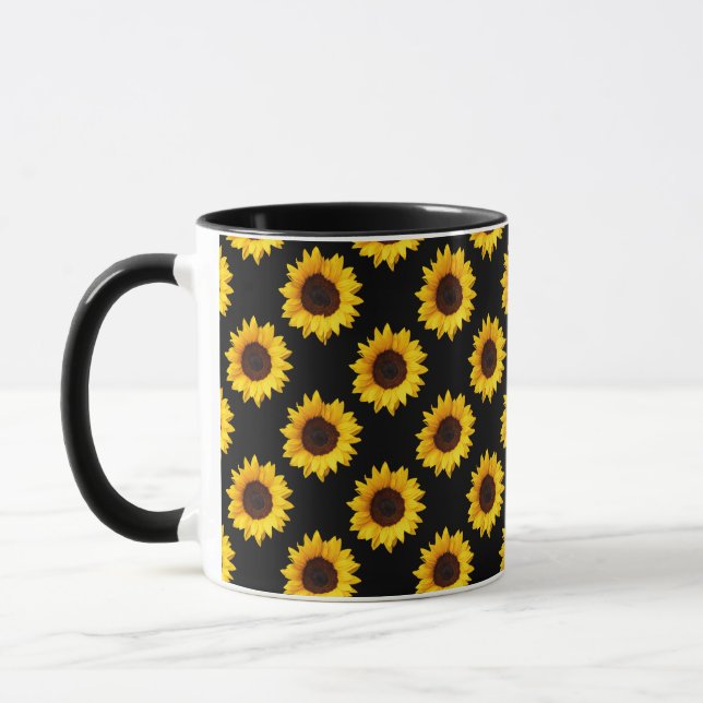 Sunflower Printed Two-Tone Coffee Mug (Left)