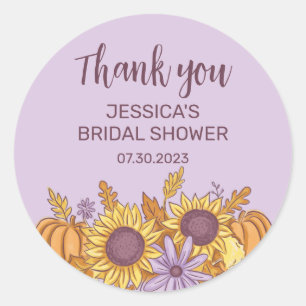 Sunflower Pumpkin Autumn Flower Bridal Shower Classic Round Sticker