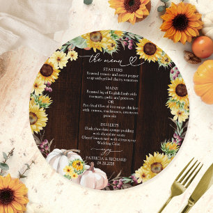 Sunflower Pumpkin Circle Wedding Menu Card