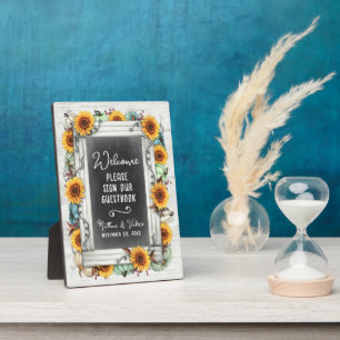 Sunflower Pumpkin Fall Farm Wedding Guestbook Sign Plaque