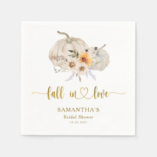 Sunflower Pumpkin Fall in Love Bridal Shower  Napkin