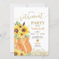 Sunflower Pumpkin Fall Retirement Party Invitation