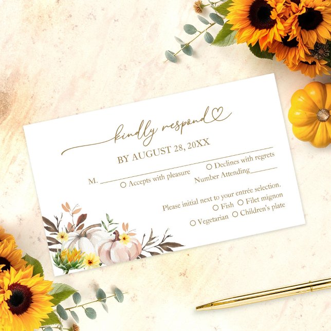 Sunflower Pumpkin Fall Wedding RSVP Card (Creator Uploaded)