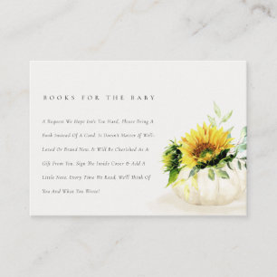 Sunflower Pumpkin Floral Books For Baby Shower Enclosure Card